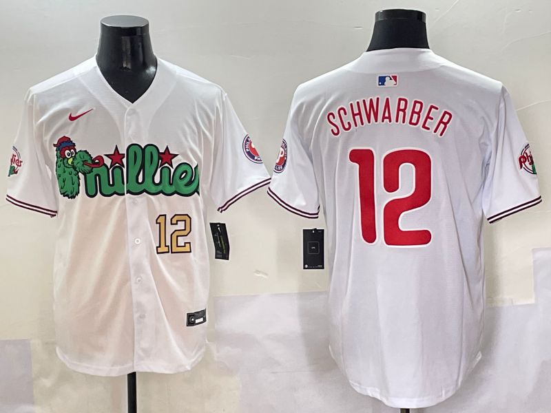 Men Philadelphia Phillies #12 Schwarber White three generations Joint Name Nike 2025 MLB Jersey style 3->philadelphia phillies->MLB Jersey